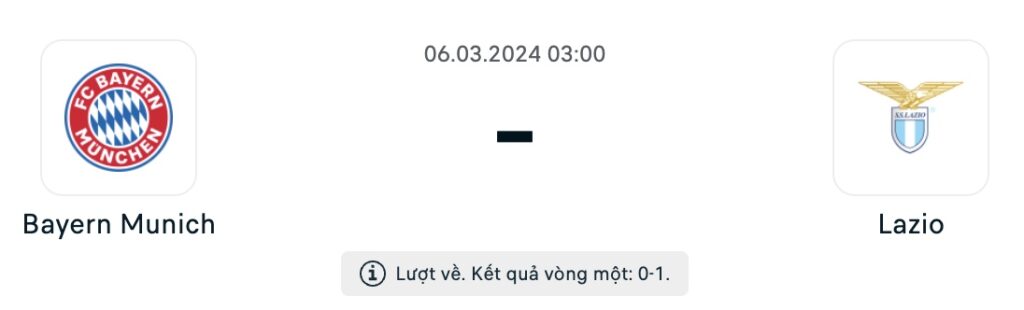 Cùng kèo bóng đá dự đoán tỷ số trận Bayern Munich vs Lazio 